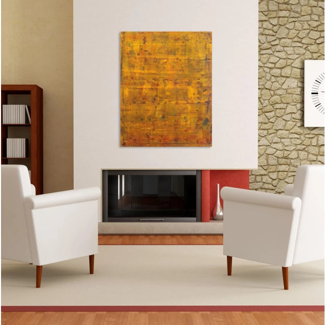Orange Original Layered Oil Painting on Canvas by Bernhard Zimmer "Awh 191" Minimalist Yellow Artwork For Sale - Image 8 of 9
