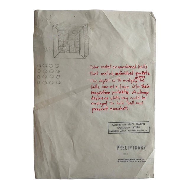 Raymond Loewy & William Snaith, Box for NASA, 1969, Pencil Drawing For Sale