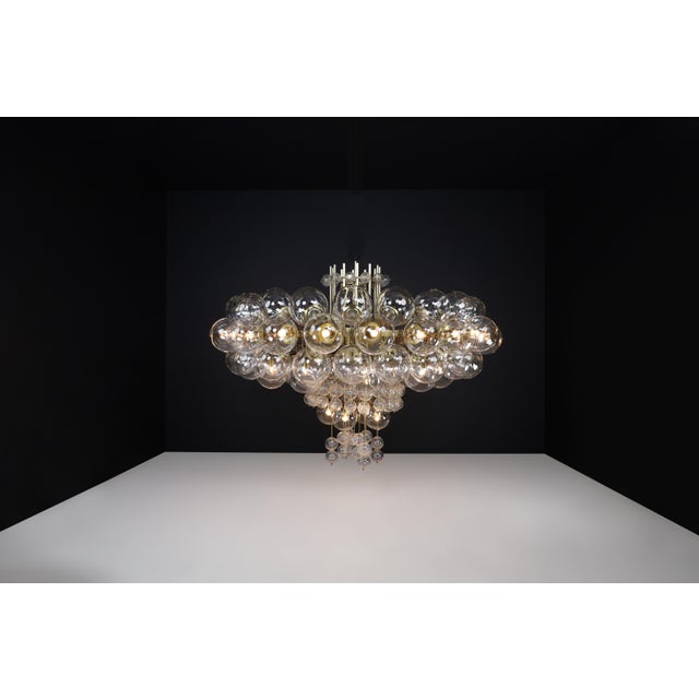 Grande Hotel Chandelier with Brass Fixture and Hand-Blown Glass Globes, 1960s For Sale - Image 12 of 18