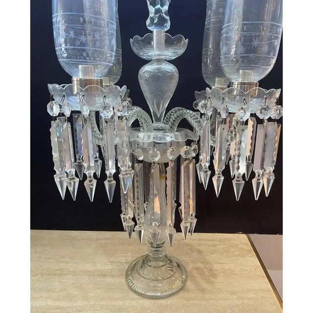 Baccarat Baccarat Style, French Regency Cut-Crystal Girandole Candelabra - a Pair For Sale - Image 4 of 12