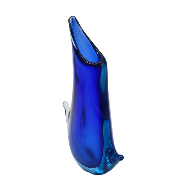 Flavio Poli Cobalt Blue Submerged Murano Glass Vase by Flavio Poli for Seguso, Italy, 1960s For Sale - Image 4 of 8