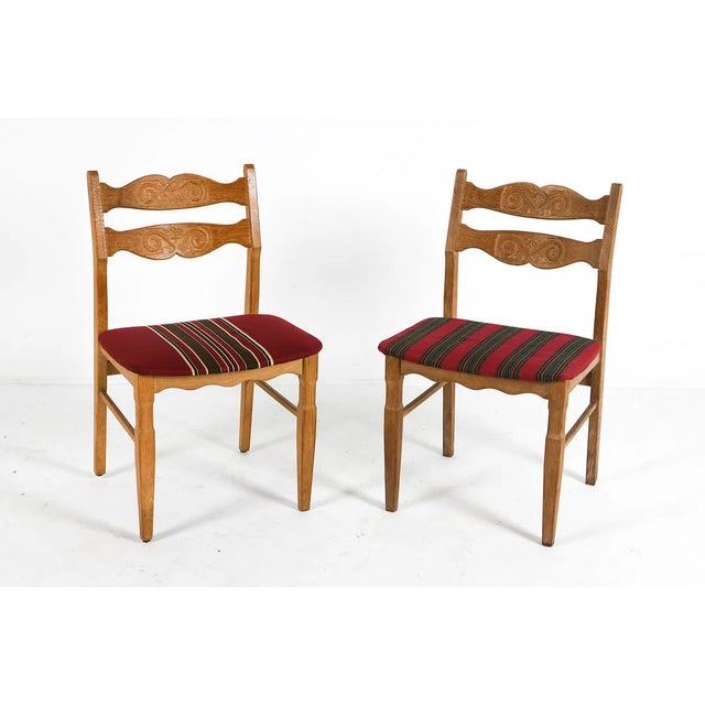 1970s Vintage Danish Oak Dining Chairs by Henning Kjærnulf for Eg Møbler, Set of Six For Sale - Image 4 of 12