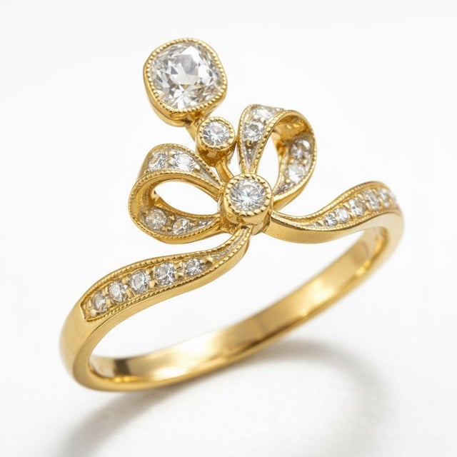 Metal Art-Deco Style Moissanite Silver, Gold Ring, Size 6 For Sale - Image 7 of 9