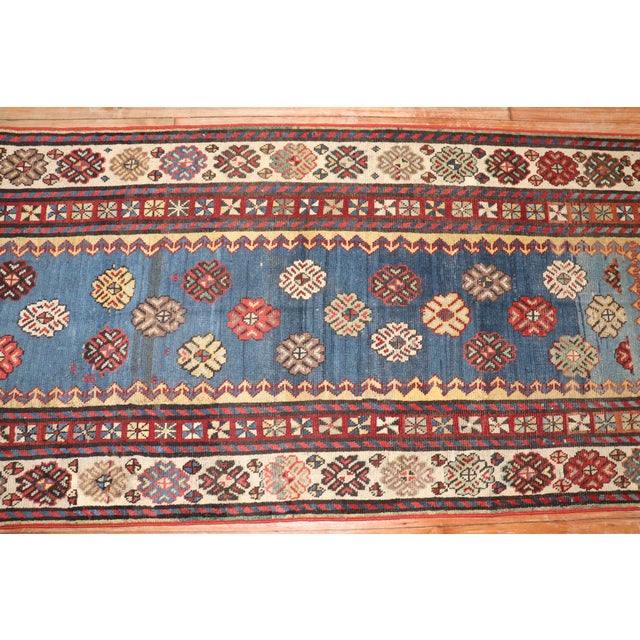 Textile Late 19th Century Blue Antique Talish Runner - 2'11" x 7'3" For Sale - Image 7 of 8