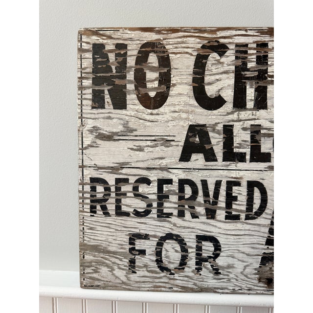Vintage Hand-Painted "No Children Allowed – Reserved for Adults" Wooden Camp Sign For Sale - Image 12 of 15