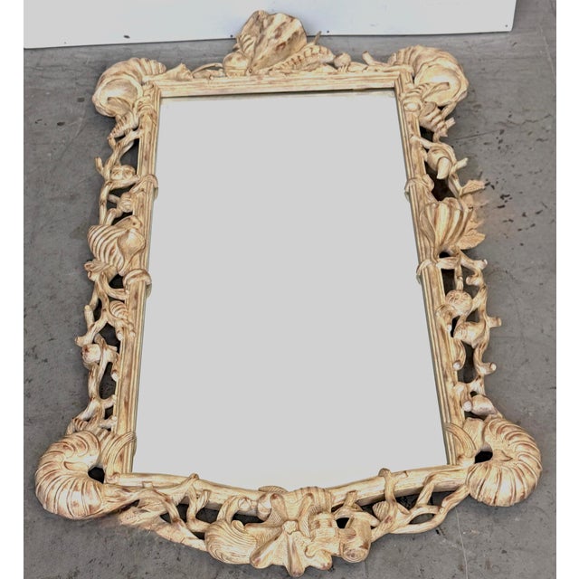 Italian Hand-Carved Grotto Shell & Coral Reef Mirror with Beveled Glass For Sale - Image 13 of 18