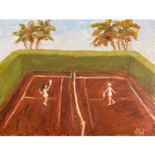 "Pickleball" Contemporary Original Expressionist Sport Oil Painting by Alice Ford For Sale