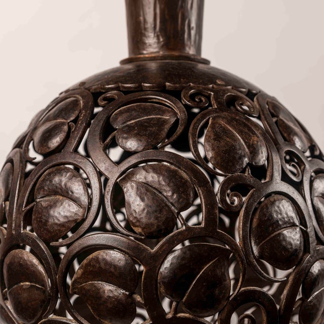 Large Art Deco Wrought Iron Table Lamp by Edgar-William Brandt, 1930s For Sale - Image 9 of 18
