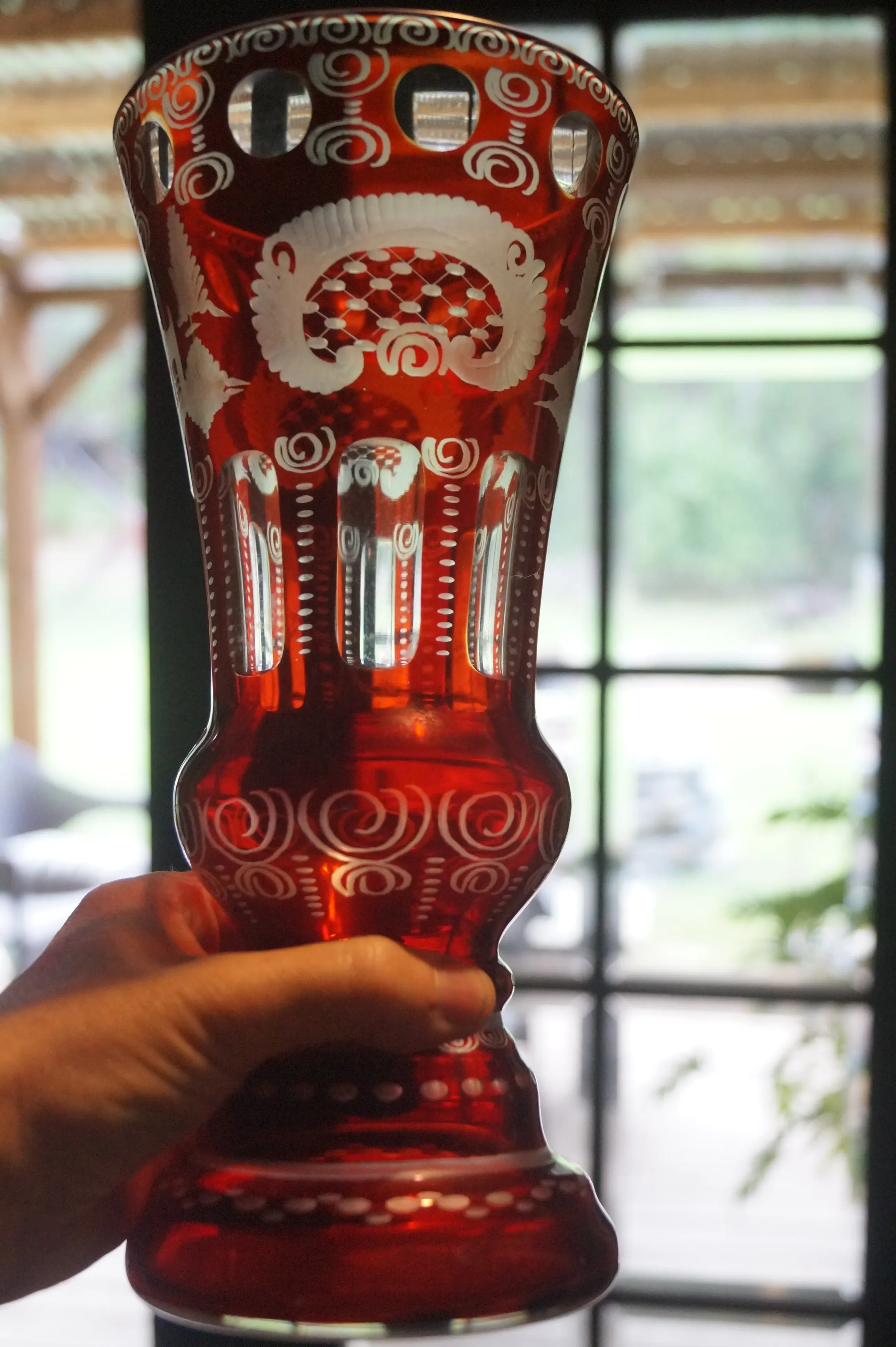 1920s Egermann Ruby Czech Glass Bohemian Crystal Vase | Chairish