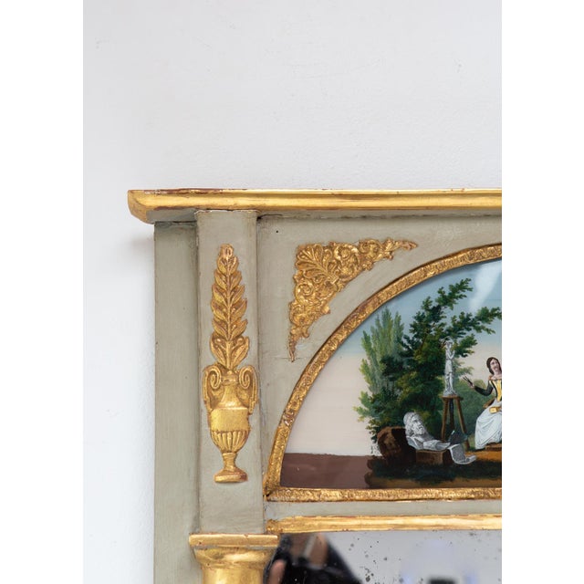 Gold Antique French Trumeau Mirror, 1830 For Sale - Image 8 of 9