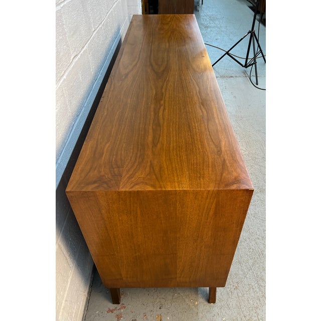 Unique Mid-Century Burl and Walnut Diamond Motif Credenza For Sale - Image 9 of 16