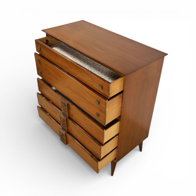 Bassett Mayan Vintage MCM Tiki Highboy Dresser, C. 1960s For Sale - Image 9 of 10