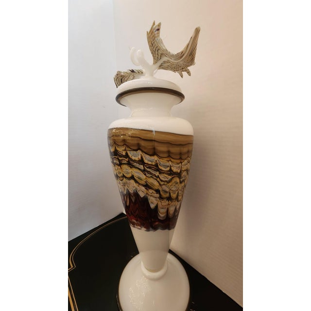 1990s Glass Art Hand Blown Glass Urn For Sale - Image 4 of 6