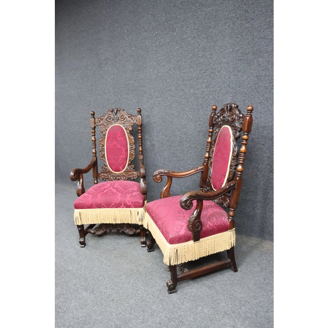 Jacobean Jacobean Renaissance Style Walnut Armchairs For Sale - Image 3 of 10