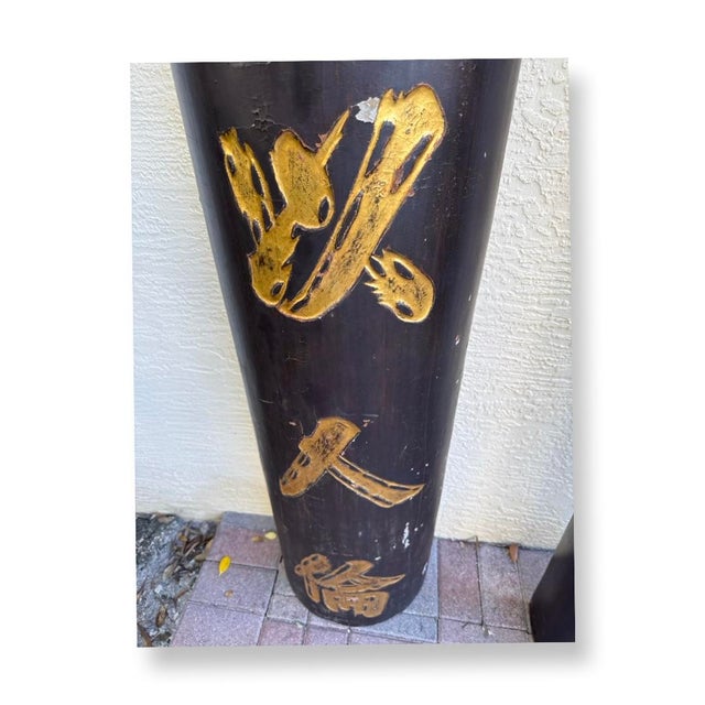 Late 19th Century 19th Century Chinese Black Vertical Sign With Gold Calligraphy - a Pair For Sale - Image 5 of 7