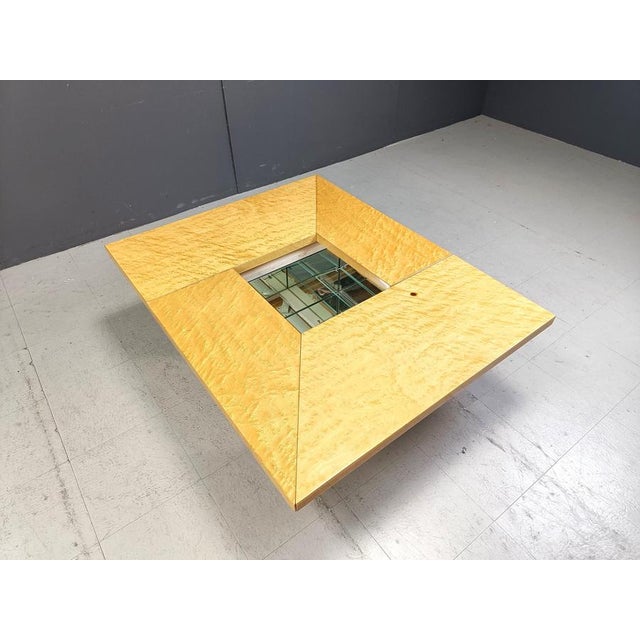 Vintage Ash Wood Hidden Bar Coffee Table attributed to Paul Michel, 1970s For Sale - Image 9 of 11