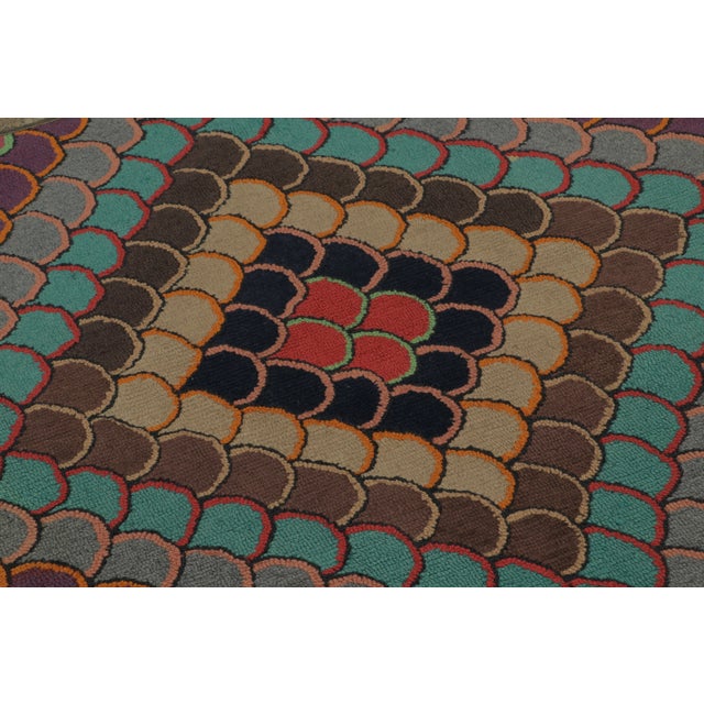 Rug & Kilim Antique Hooked Rug With Folk Art Geometry & Bright Color Play - Rug & Kilim For Sale - Image 4 of 7