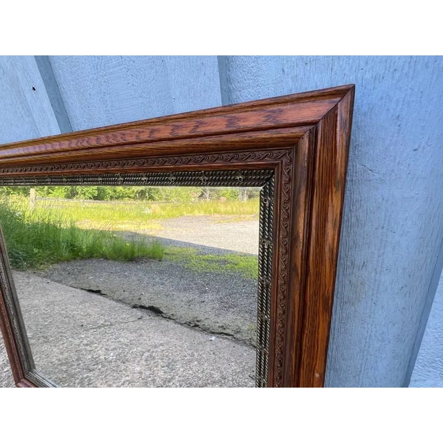 Victorian Victorian Style Oak Wall Mirror, 1920 For Sale - Image 3 of 9