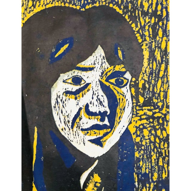 Vintage Original Numbered Woodprint Portrait of Girl With Long Hair on Japanese Rice, #1 of 10 For Sale - Image 4 of 8