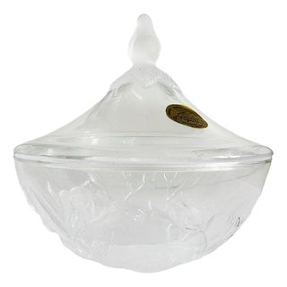 Vintage Florence Satine Crystal Candy Dish from Cristal d'Arques Bonbonnière, 1970s For Sale