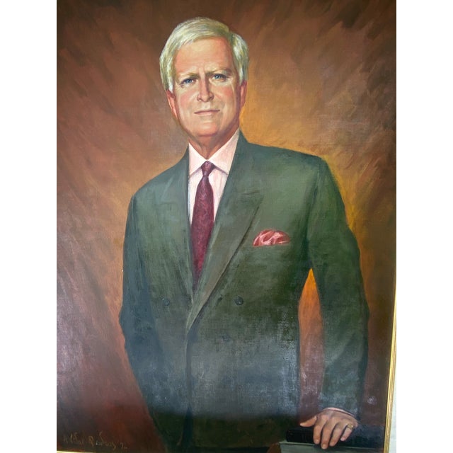 1990s Original Oil Portrait & Charcoal Study of Mr. John A. Powers by A. Vidal Quadras, 1992 – Framed Pair For Sale - Image 4 of 12