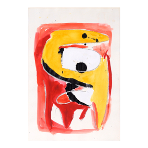 Abstract Expressionist Composition in Yellow, Red, and Black in Acrylic on Paper by Ricardo De Silva
