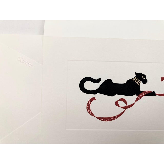 Art Deco Cartier Iconic Panther Design Card and Envelope Set Luxury Season's Greetings For Sale - Image 3 of 10