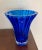 Glass Vintage Modern Turquoise Blue Ribbed Glass Vase For Sale - Image 7 of 7