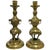 Pair of Brass Taper Candlesticks With Flowers and Griffins For Sale