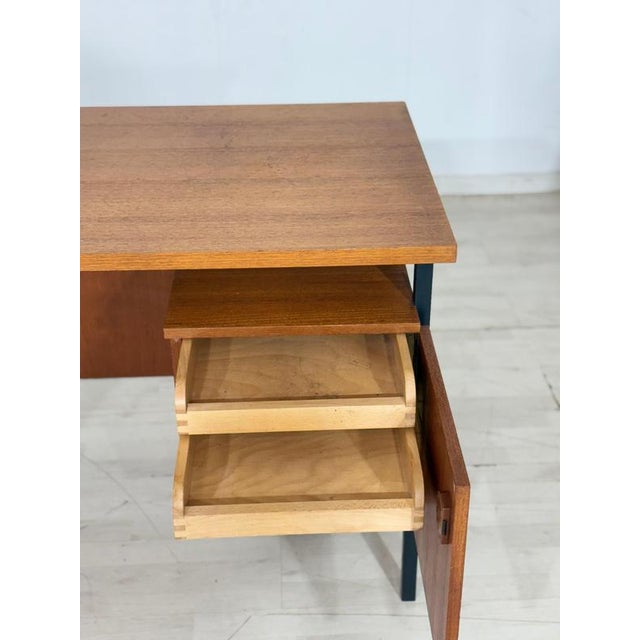 Mid-Century Danish Teak Desk with Metal Frame, 1960s For Sale - Image 4 of 5