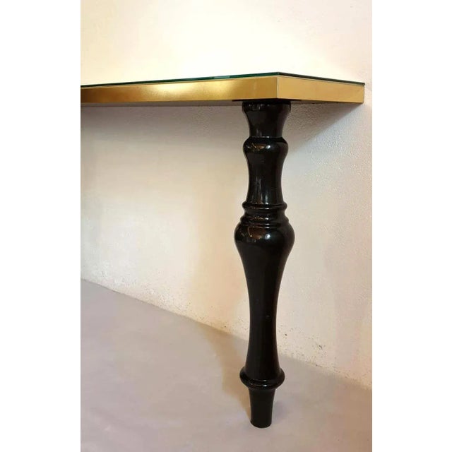 Brass Mid Century Modern Marble & Brass Console Table Italy 1980s For Sale - Image 8 of 9