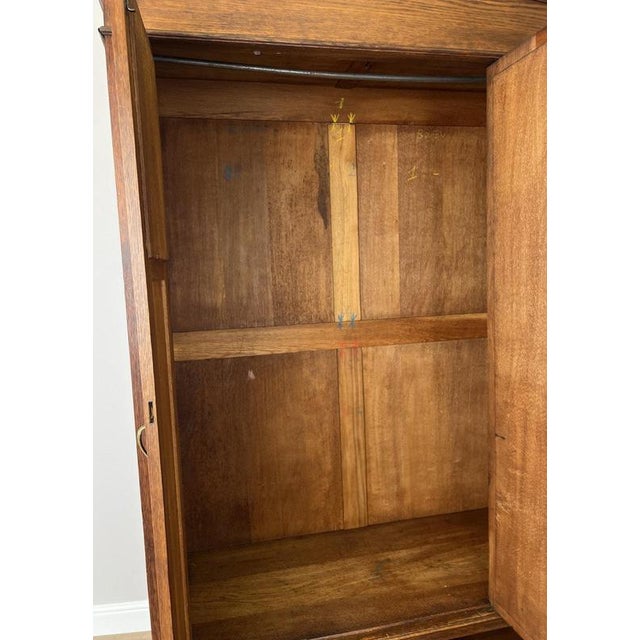 Antique French Carved Oak 2-Door Mirrored Armoire For Sale - Image 11 of 12