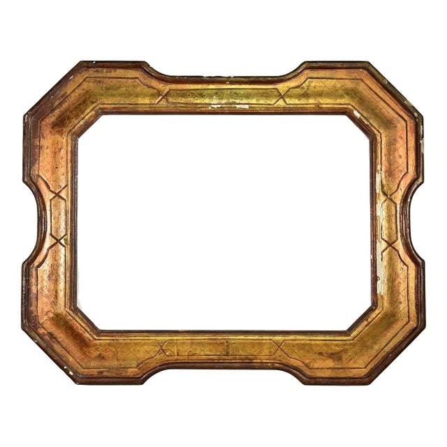 Early 20th Century Italian Parcel-Gilt and Sgraffito Wooden Frame For Sale