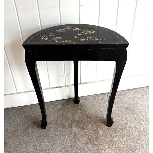 1960s-70s Black Asian Style Demilune Table For Sale - Image 6 of 6