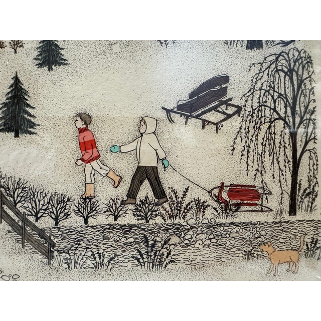 Mid 20th Century Cuca Romley Winter Solstice Hand Colored Etching Signed Limited Edition Framed For Sale - Image 4 of 11