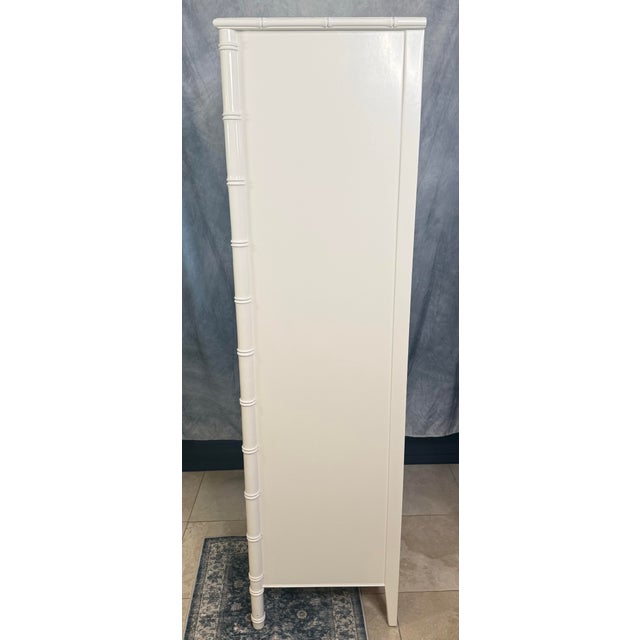 Thomasville Late 20th Century White Thomasville Faux Bamboo Armoire, Attributed For Sale - Image 4 of 11