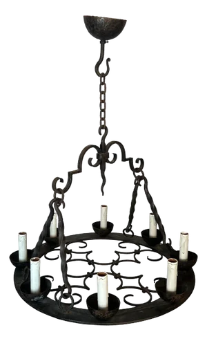 8-light Gothic Style Round Wrought Iron Chandelier