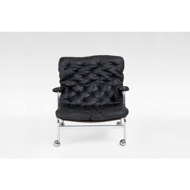 Karin Lounge Chair in Black Leather by Bruno Mathsson for Dux For Sale - Image 3 of 6