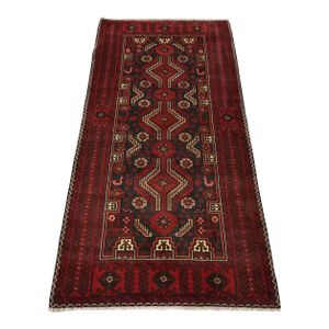 Baloch Rug 3’3” X 6’5” Blue Wool Vintage Tribal Hand-Knotted Oriental Carpet