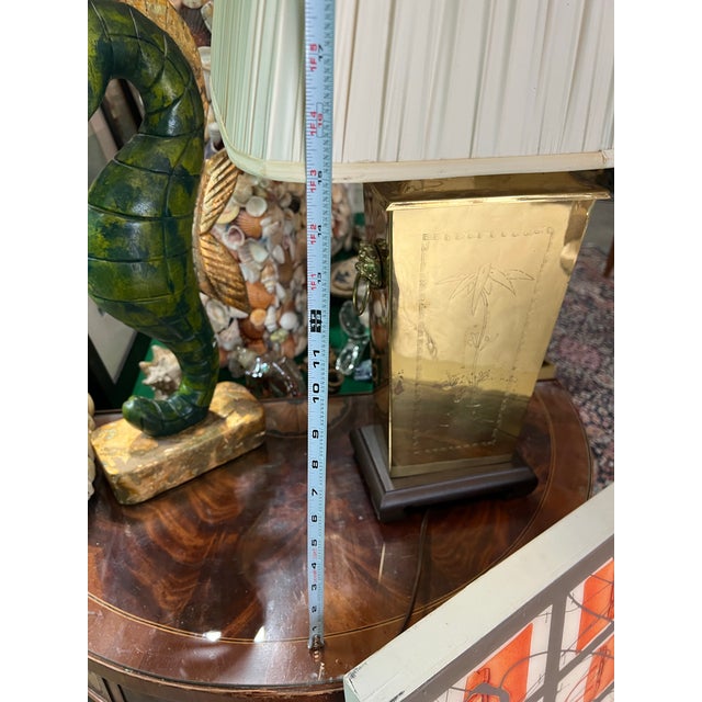 Vintage Brass Box Lamp With Greek Key and Floral Accents For Sale - Image 9 of 12