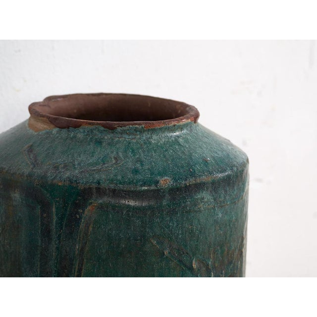 Antique Green Stoneware Vase For Sale - Image 4 of 8