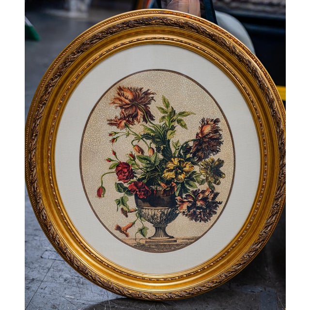 1970s Pair of Ethan Allen Vintage Botanical Prints in Gorgeous Oval Frames For Sale - Image 4 of 6