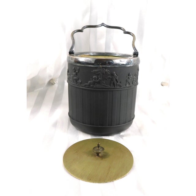 1930s Solid Matte Black Wedgwood Ice Bucket With Lid For Sale - Image 4 of 7