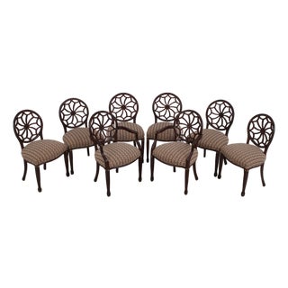 Set of 8 Spiral Back Adams Style Dining Room Chairs For Sale