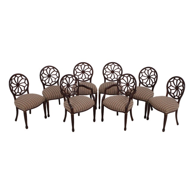 Set of 8 Spiral Back Adams Style Dining Room Chairs For Sale
