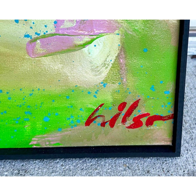 Blue 1980s “Blue Spruce” Acrylic on Canvas Abstract Landscape Painting by Harry Hilson For Sale - Image 8 of 8