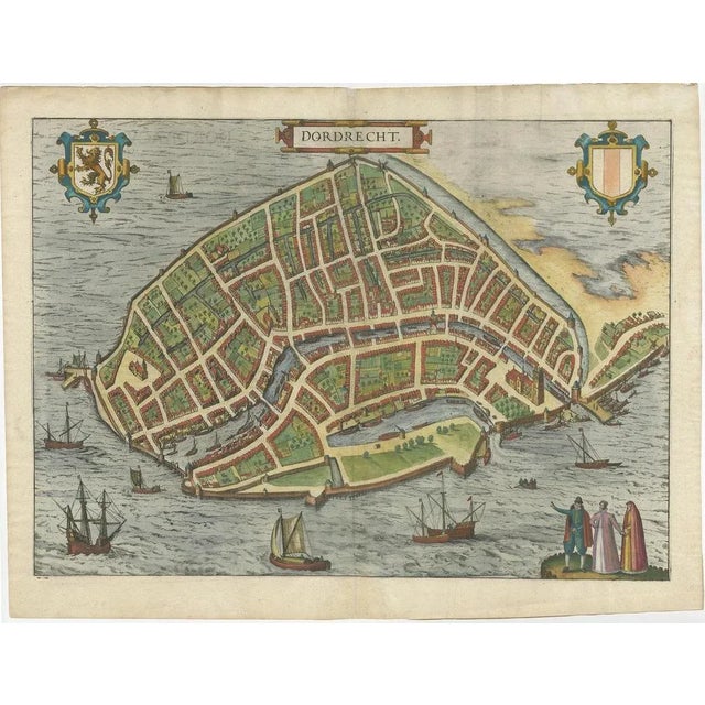 Antique Map of the City of Dordrecht, 1581 For Sale - Image 5 of 5