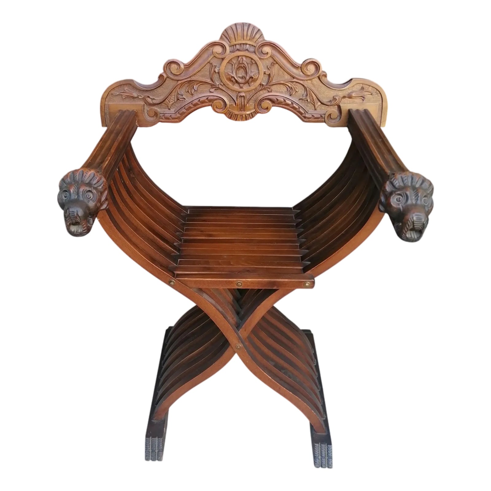 Renaissance-Style Folding Savonarola Chair, 1950s | Chairish
