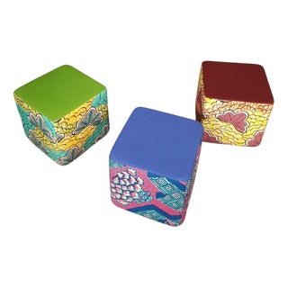 Dot Point Ottomans by Michiel van der Kley for Lande, Set of 3 For Sale