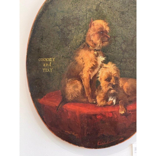 Charming French oil on canvas, “Portrait of Cockney and Texy,” c. 1850, by Chrisophe Cathelinaux (1819-1883), a portrait...